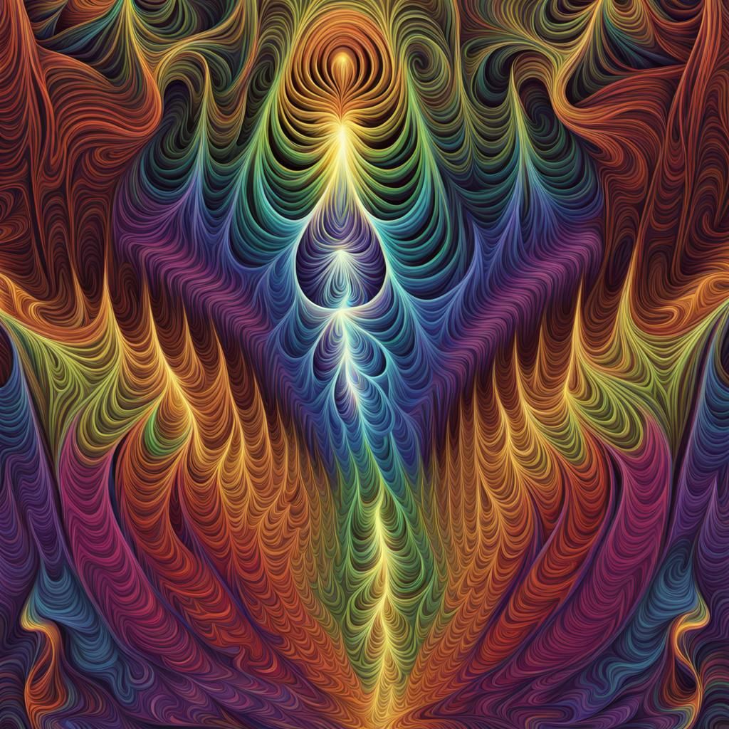 Rainbow Lightning Fractal Core in Abstract Vector Style