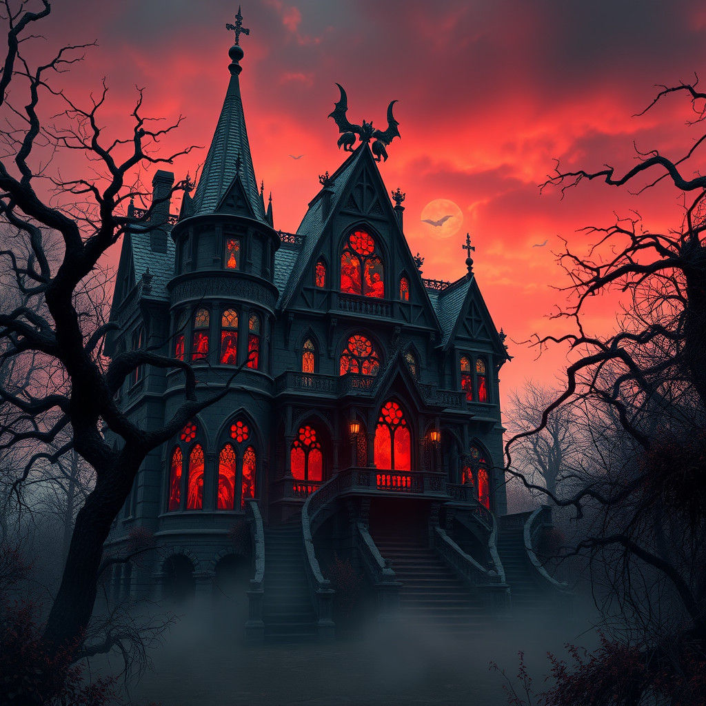 Gothic Devil House in a Dark Victorian Style