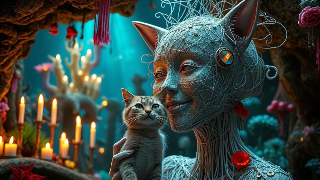 Surreal Undersea Garden Party with Whimsical Creatures