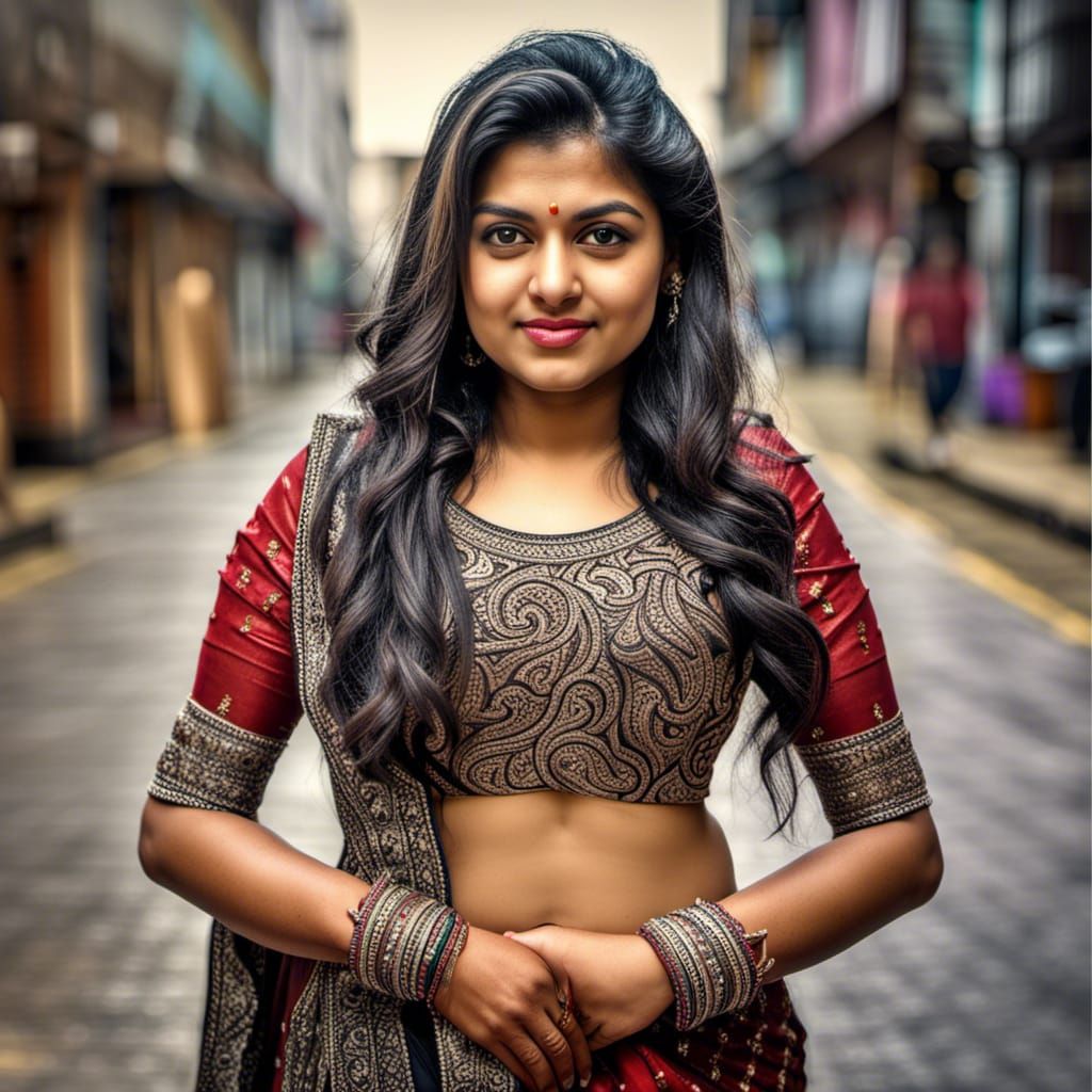 Hyperrealistic Portrait of a Beautiful Indian Girl