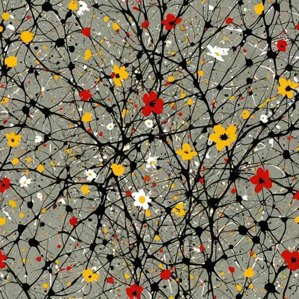 Abstract Pollock-Style Floral Arrangement