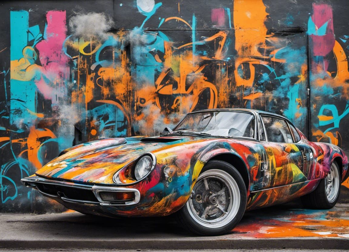 Neo-Expressionist Sports Car Street Art