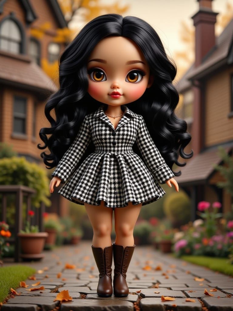 Curvy Jewish Doll in Houndstooth Chic Style