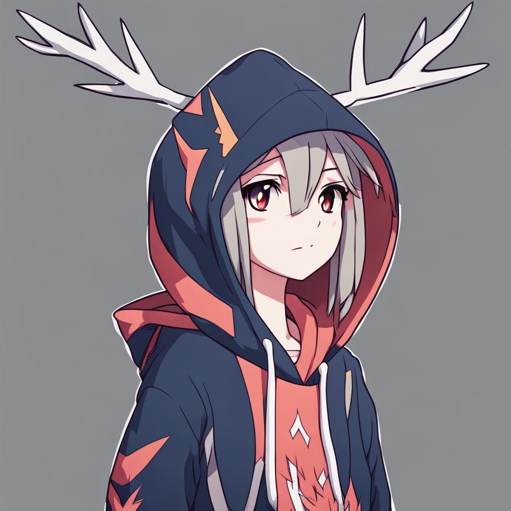 Anime Girl in Xerneas Hoodie Digital Art