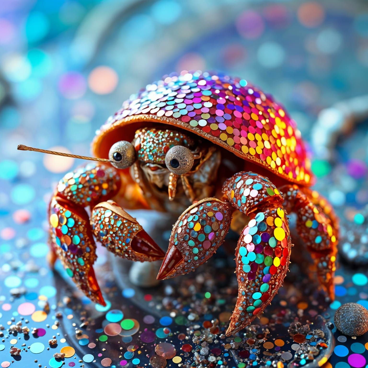 Sequins Crab in Hyperrealistic Mid Shot