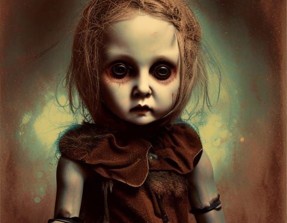 Adorable Creepy Doll Portrait in Gothic Style