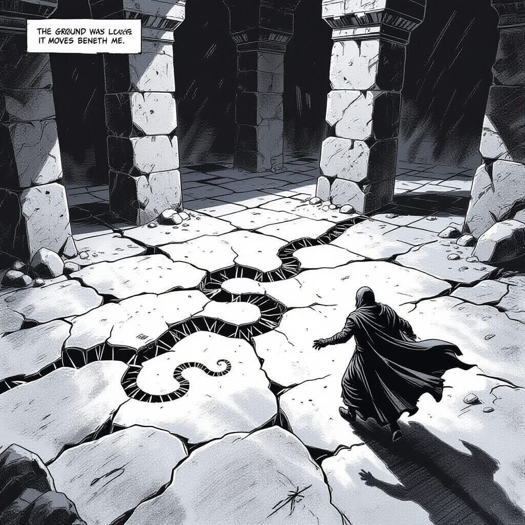 Comic Interior Page: Ruined Temple Fractures as Prophet Reac...