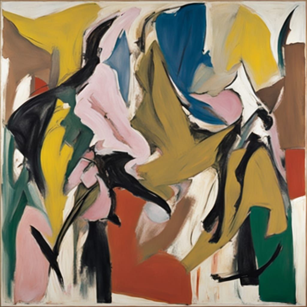 Abstract Expressionist Painting in De Kooning Style