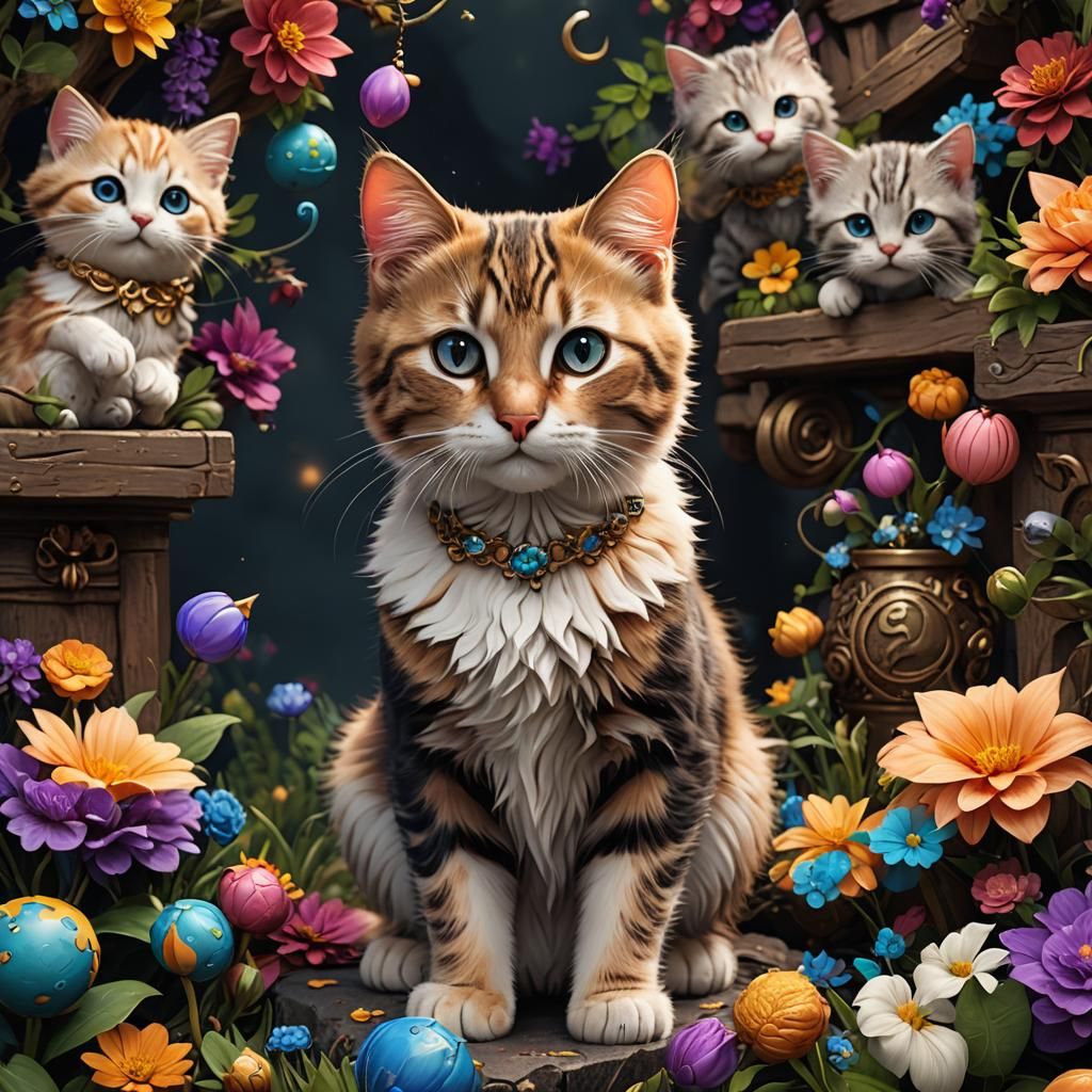 Cute Cat in Fantastical Matte Painting Style