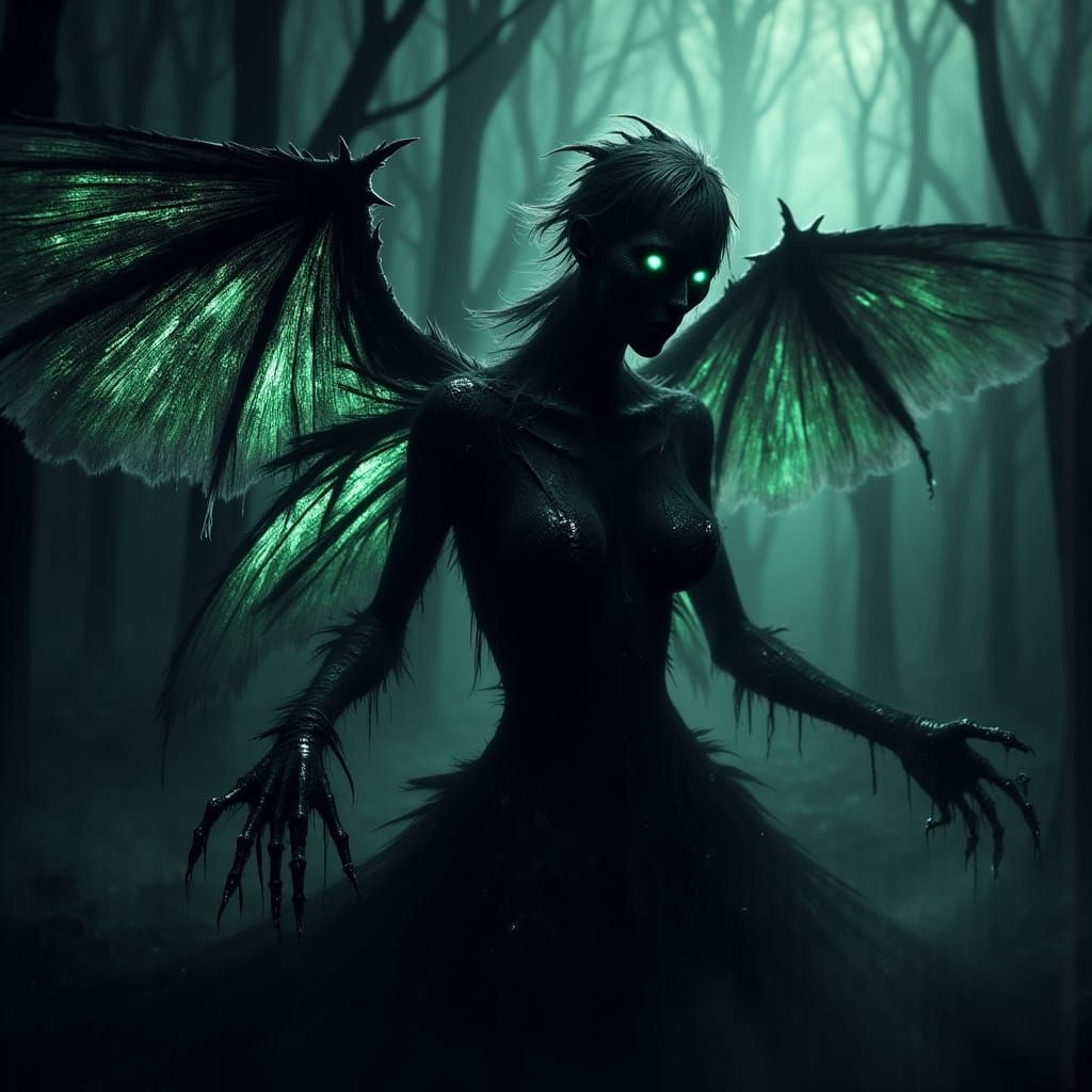 Ethereal Death Fairy with Blade Wings in Digital Art
