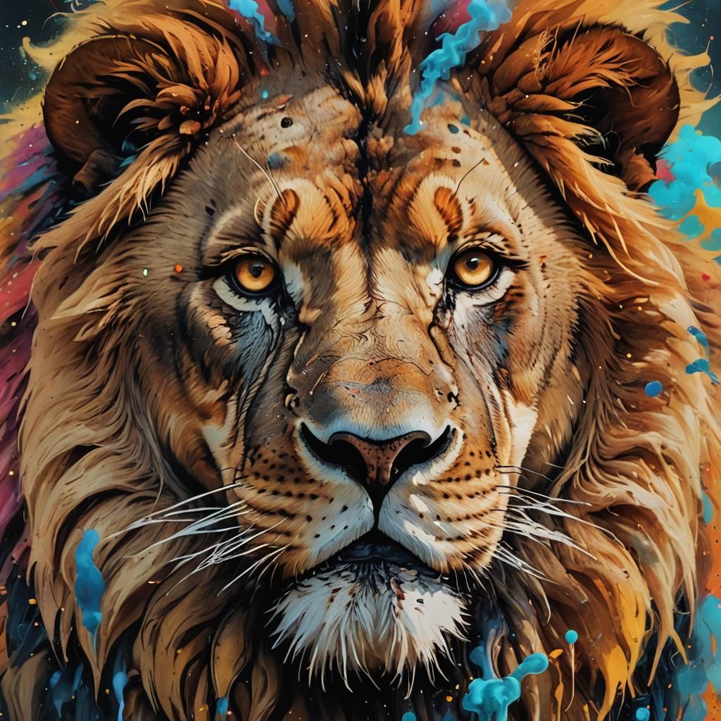 Smoking Lion Wonders About Life in Splash Art