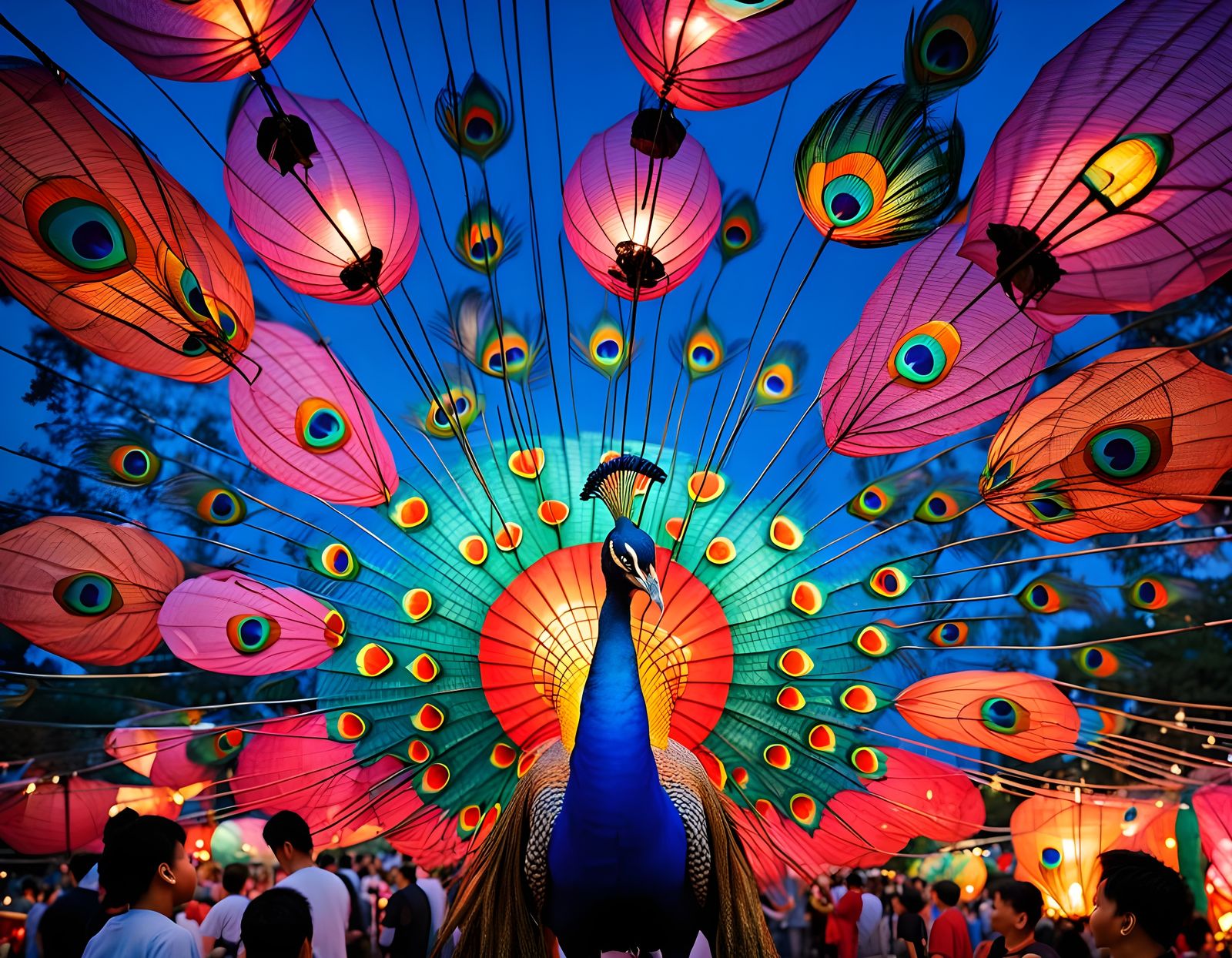 Vibrant Chinese Paper Lantern at Dusk Festival