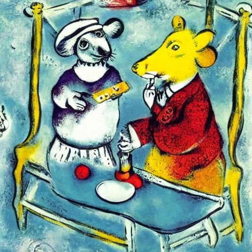 Mouse Cheese Taster Inspired by Chagall and Onchi