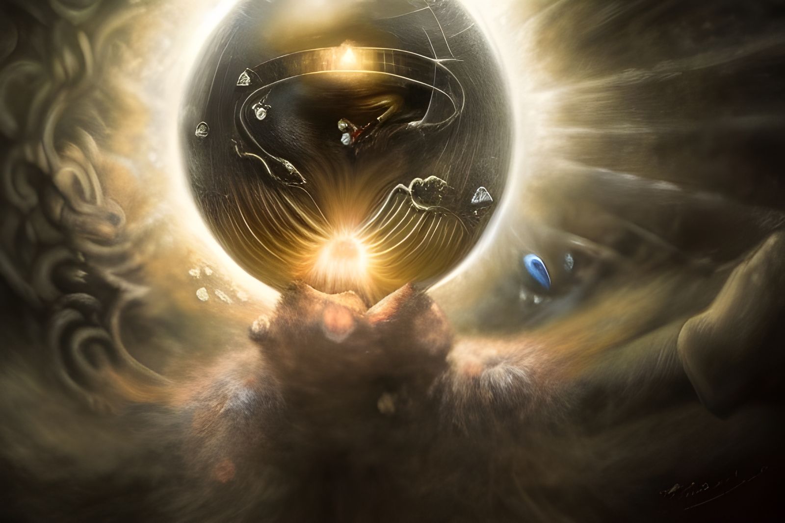 Silver Orb of Power in Surreal Digital Art