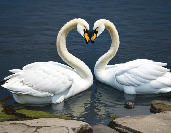 Elegant Swans Form Heart Shape