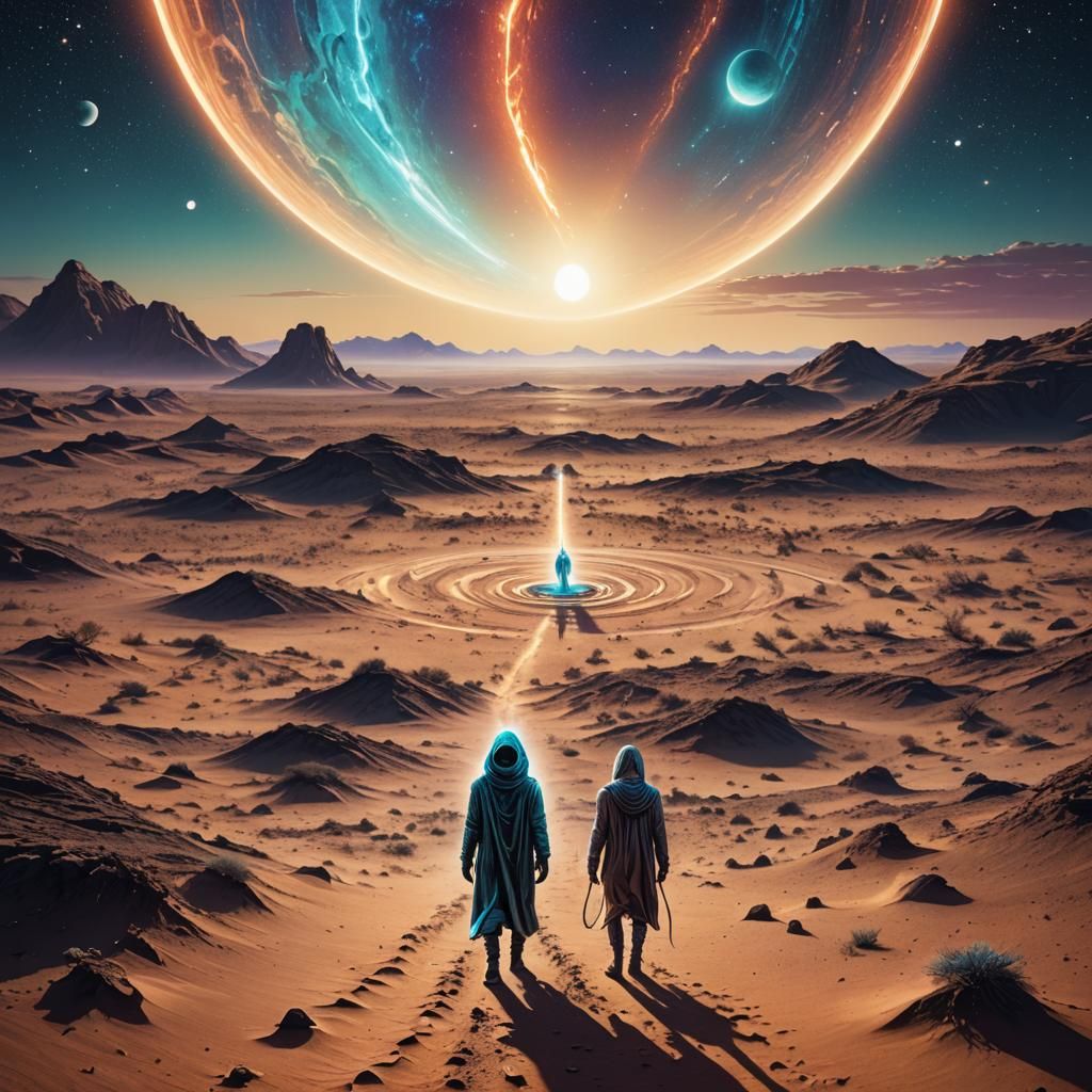 Astral Alien Walks on a Cosmic Desert Planet