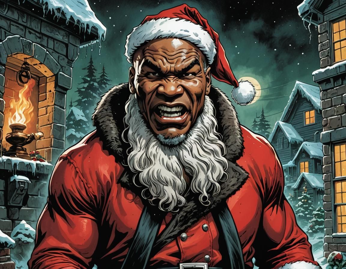 Mike Tyson as Santa Claus in Tales From the Crypt Comic