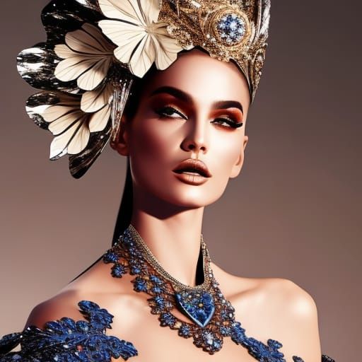 Hyperrealistic Fashion Model in Splash Art Style