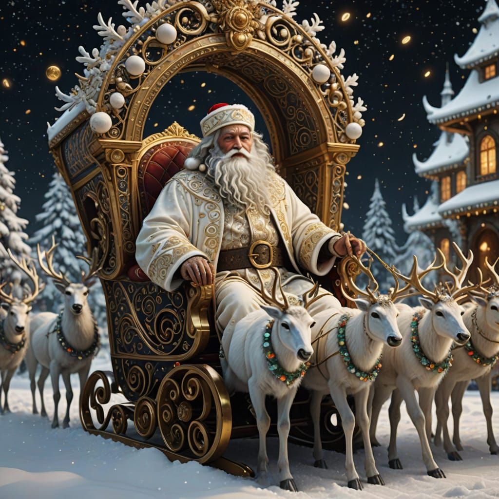 Regal Santa Claus in Opulent Winter Wonderland