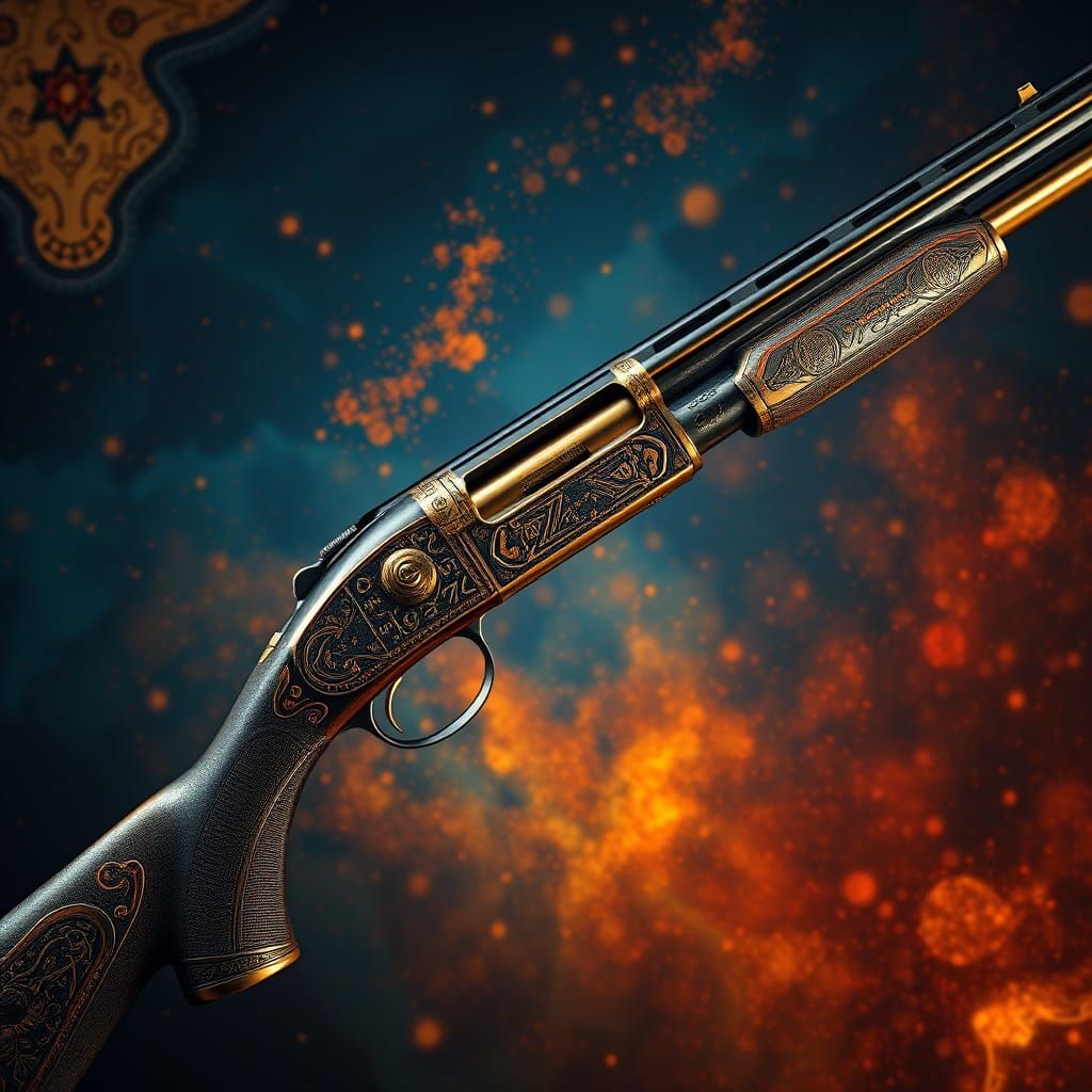 Mystical Shotgun with Ornate Engravings