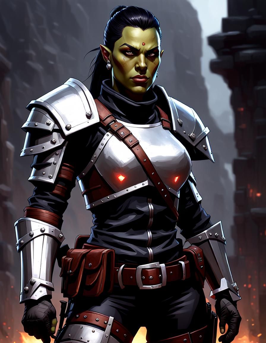 Half-Orc Spec-Ops Commando in Dark Fantasy Style