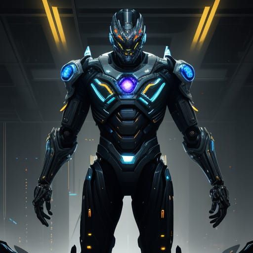 Cybernetic Warrior in High-Tech Exosuit, Inspired by Syd Mea...