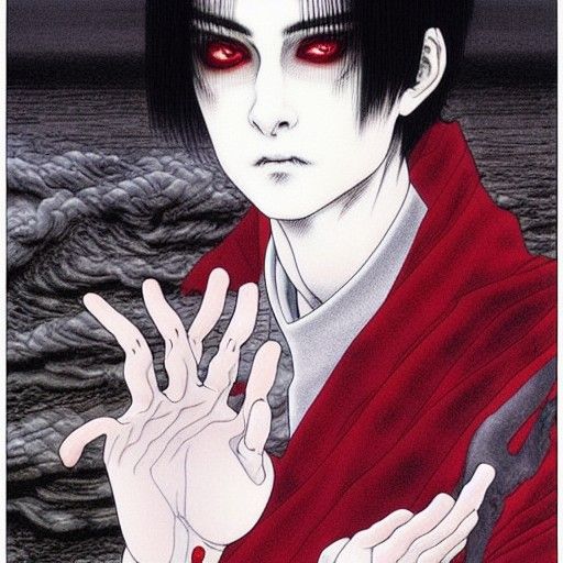 Androgynous Prince in Ero Guro Horror Style