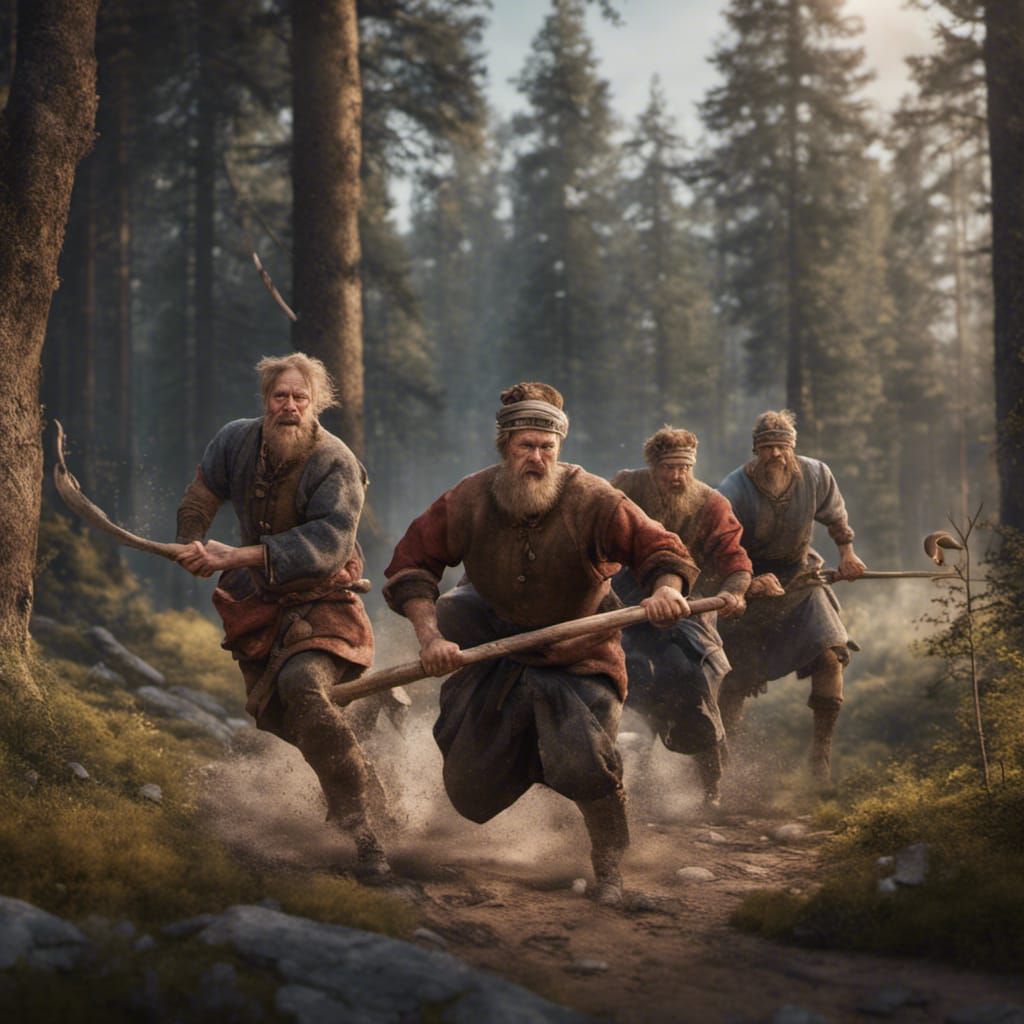 Finnish People Playing Traditional Sports: Fantasy Concept A...