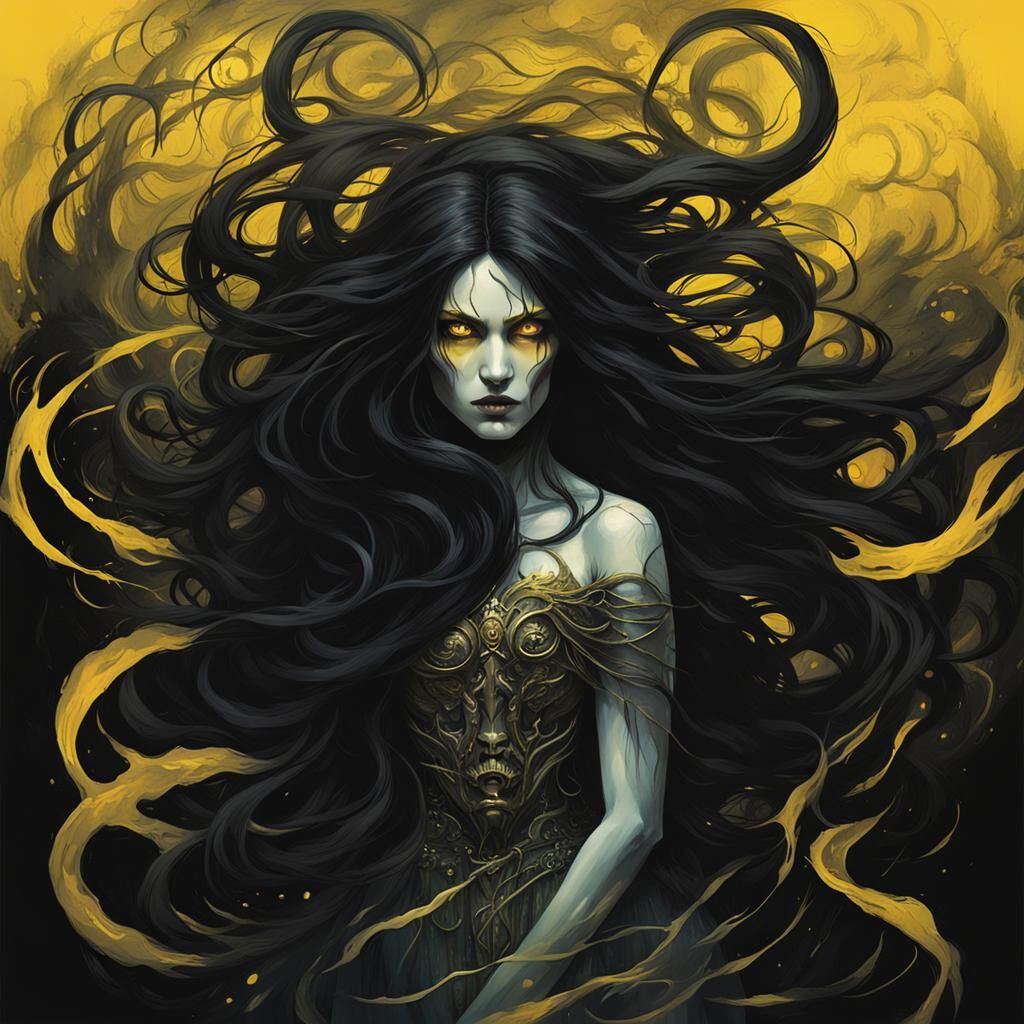 Ethereal Goddess of Death in Shadows