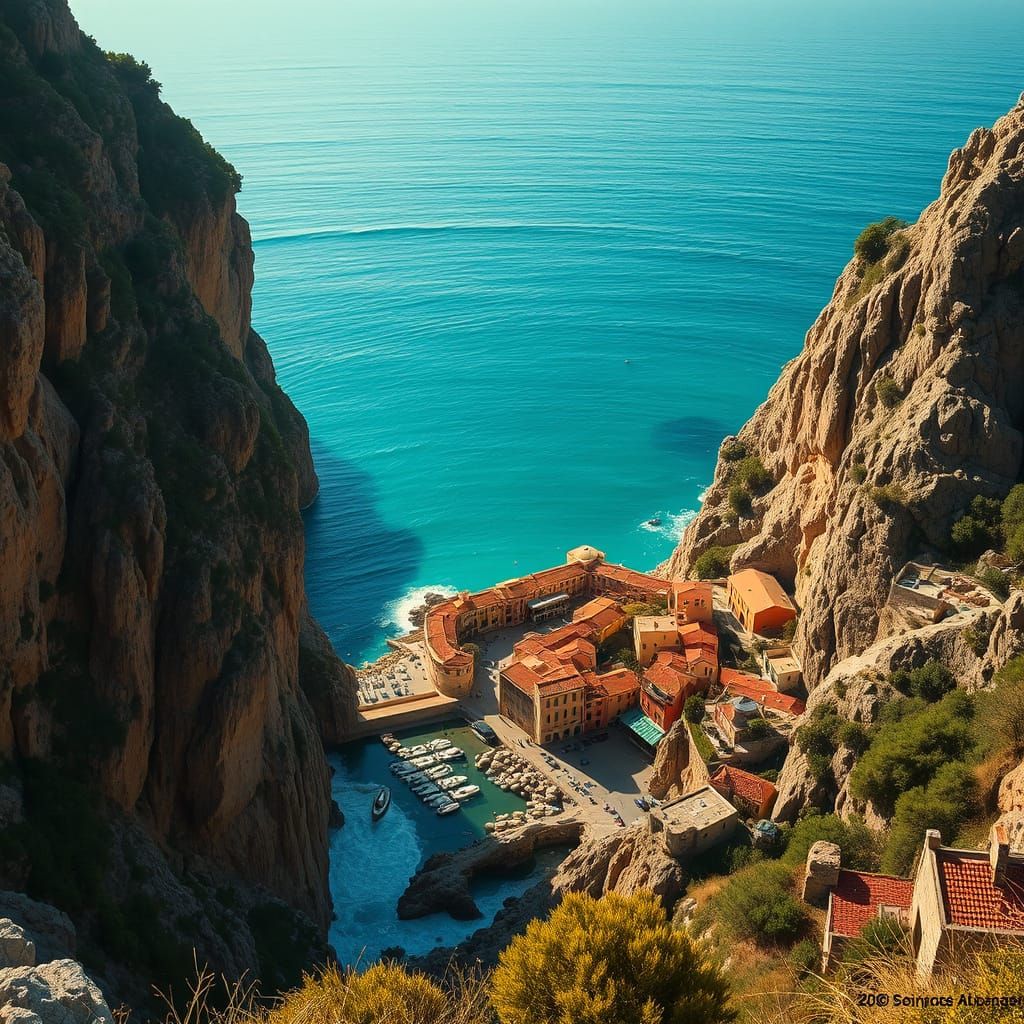 Calabrian Village Under Warm Light in Hyperrealistic Style