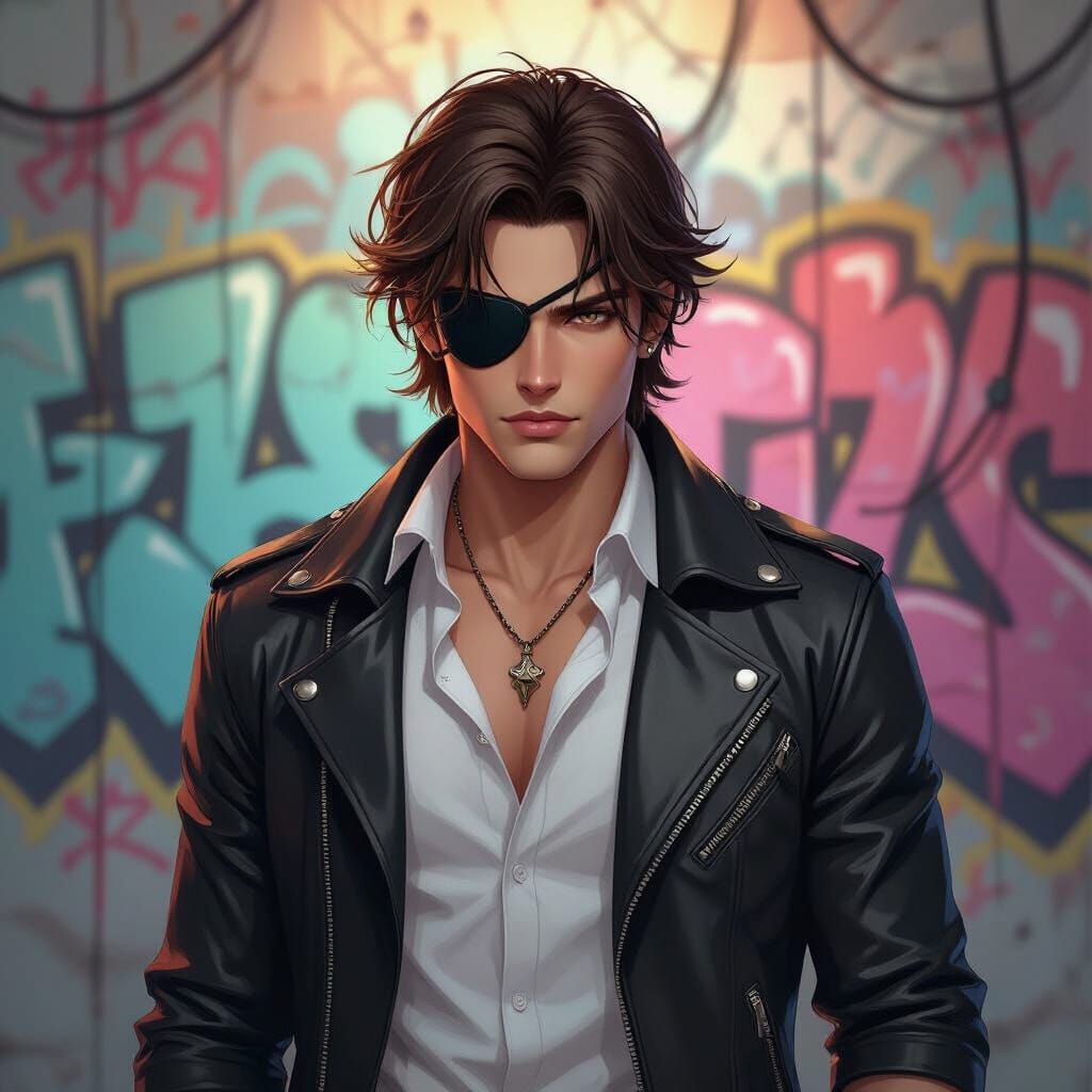 Rebellious Young Man Before Graffiti Art