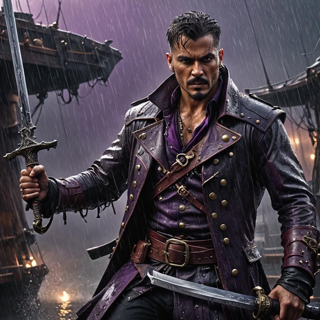 Epic Pirate at Sea in High Fantasy Style