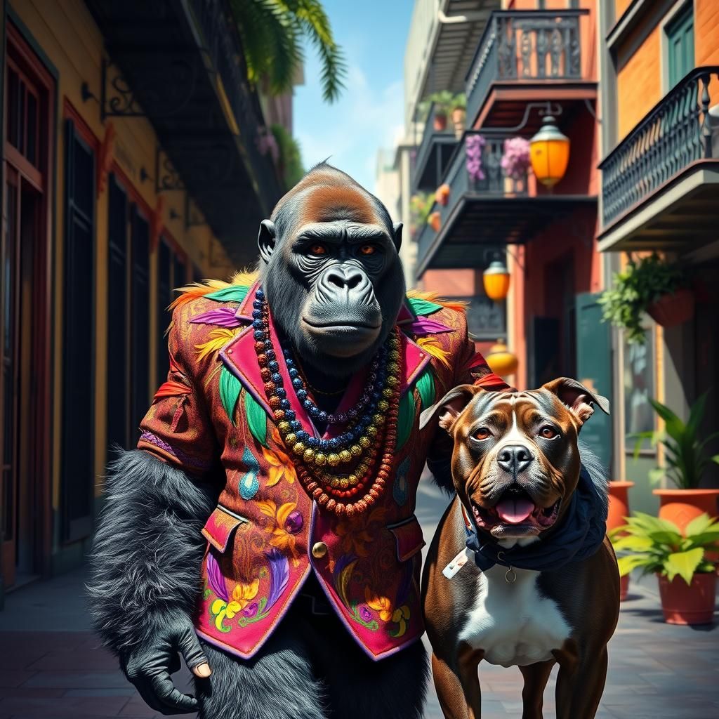 Gorilla Walking Dog in New Orleans: Splash Art