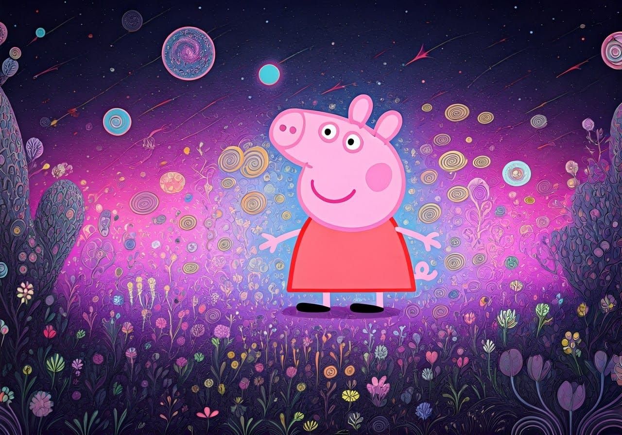 Peppa Pig's Surreal Magical Trip in Kawaii Art