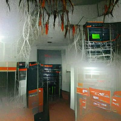 Eerie Haunted Server Room at Night