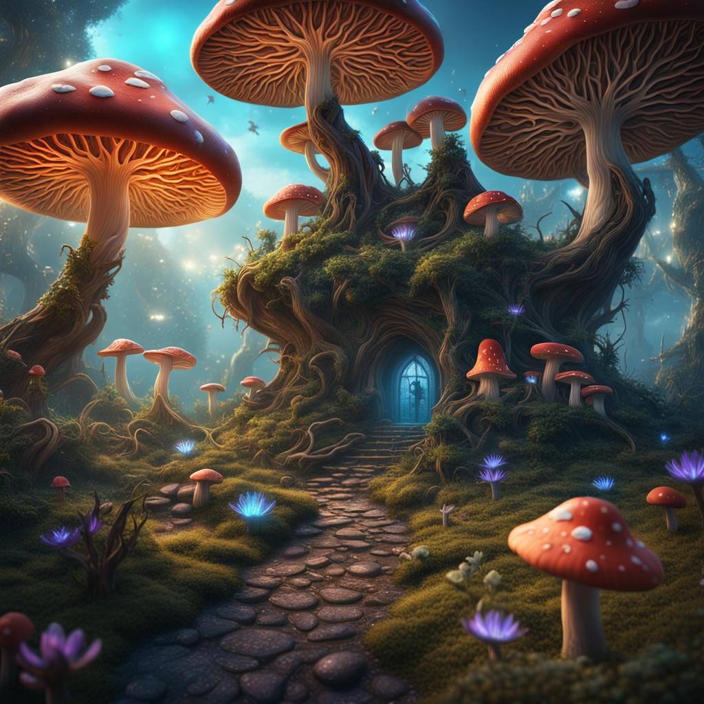 Dreamlike Magic Mushroom Fantasy Concept Art