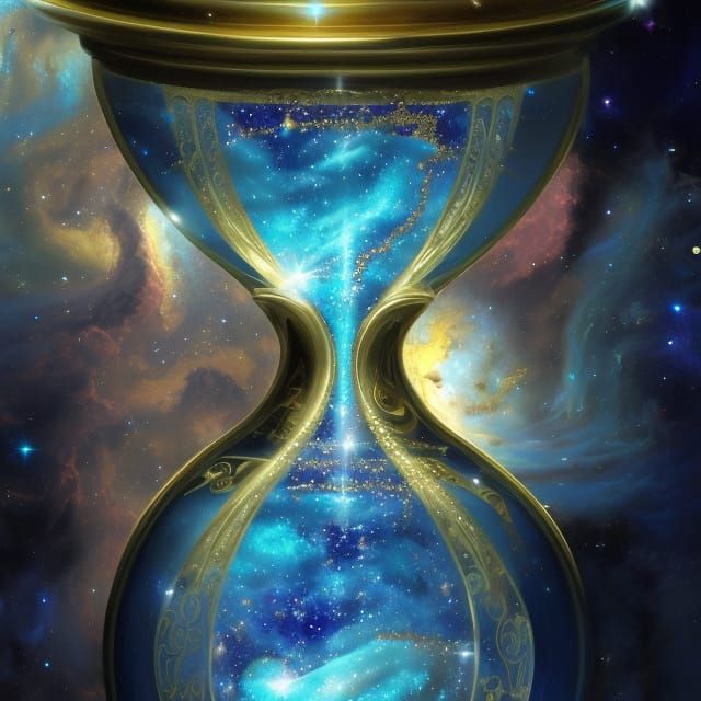 Cosmic Nebula Hourglass in Art Nouveau Style