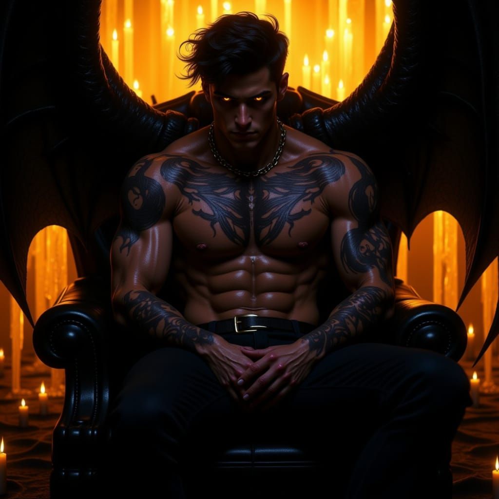 Brooding Bat-Winged Man in Gothic Fantasy Art