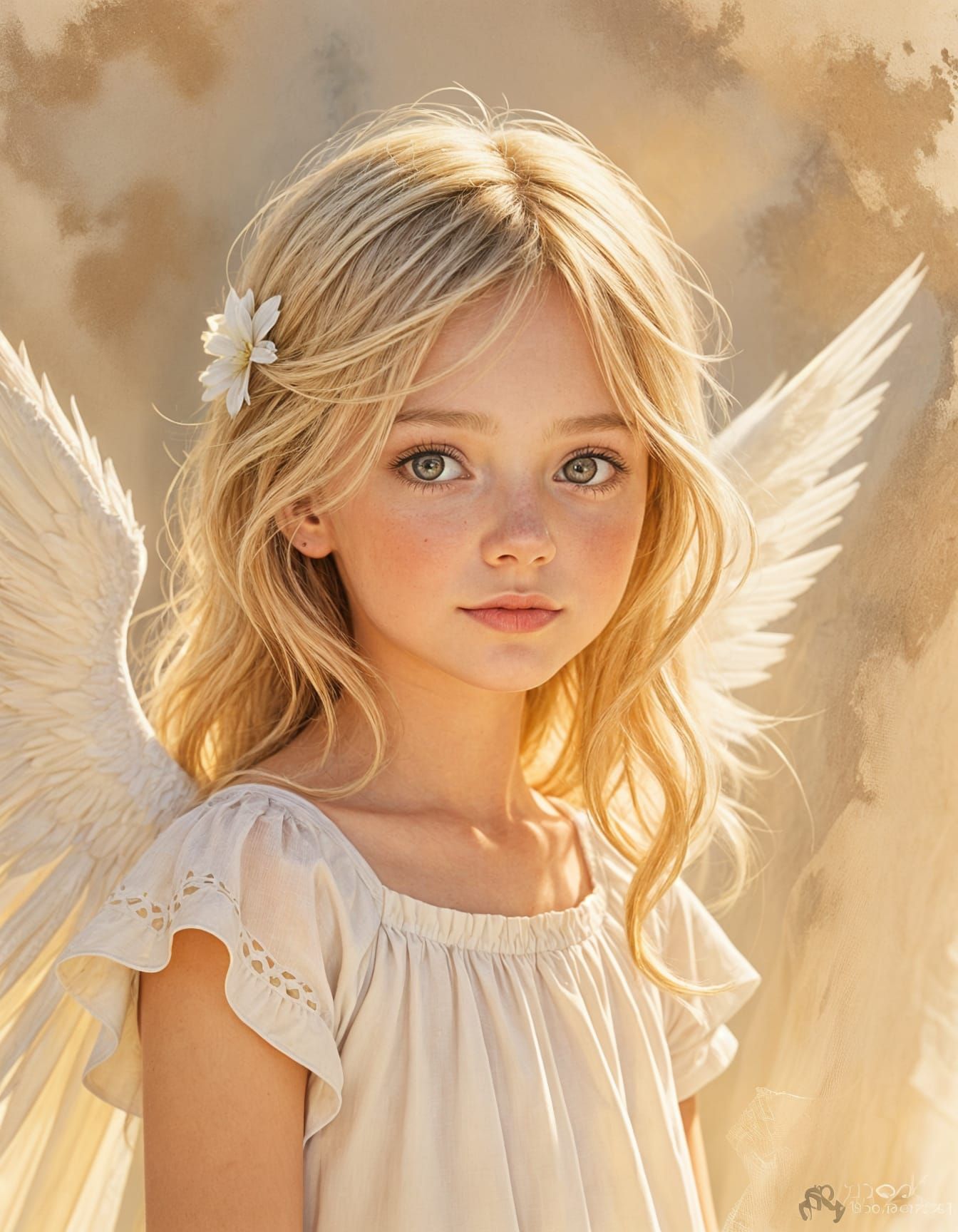 Angelic and Timid Young Girl Portrait