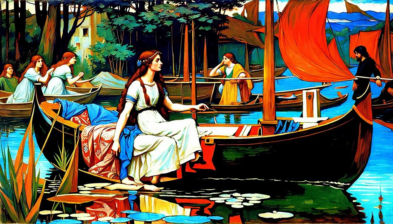Pre-Raphaelite Painting in Waterhouse Style