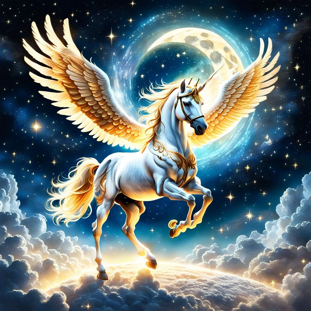 Pegasus in Milky Way Galaxy: Ethereal Fantasy Art