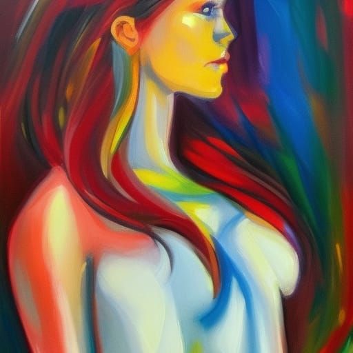 Blood Queen Portrait in Expressionist Impasto Style