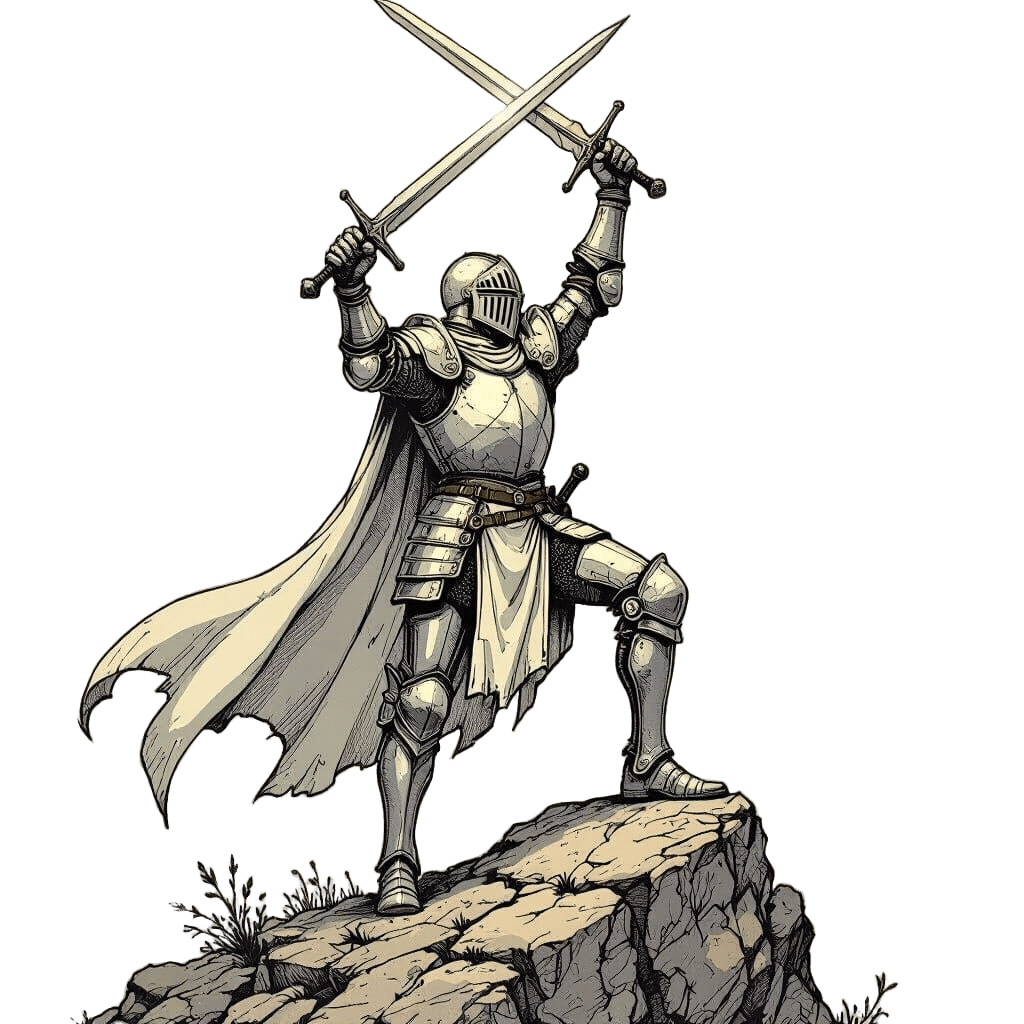 Knight with Sword: Fine Line Art