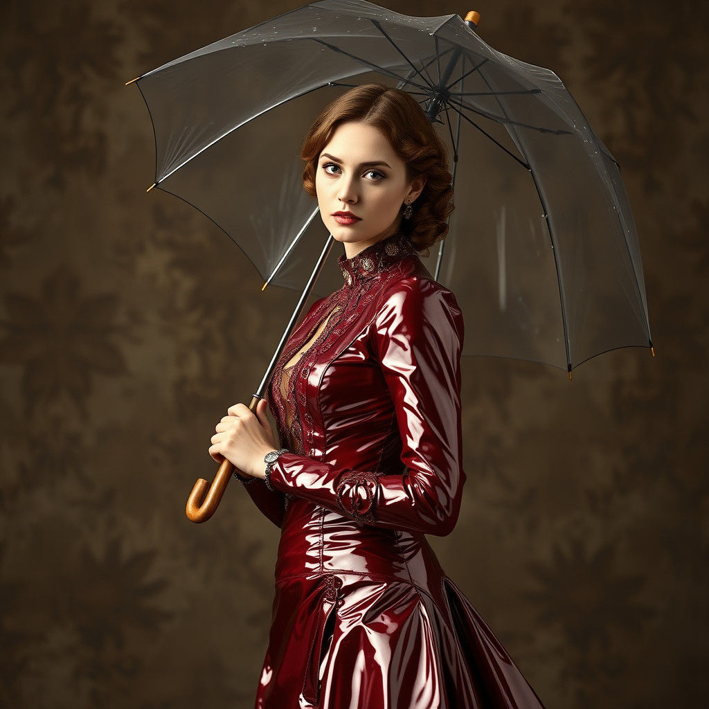 Emily Blunt in Shiny Victorian PVC Dress