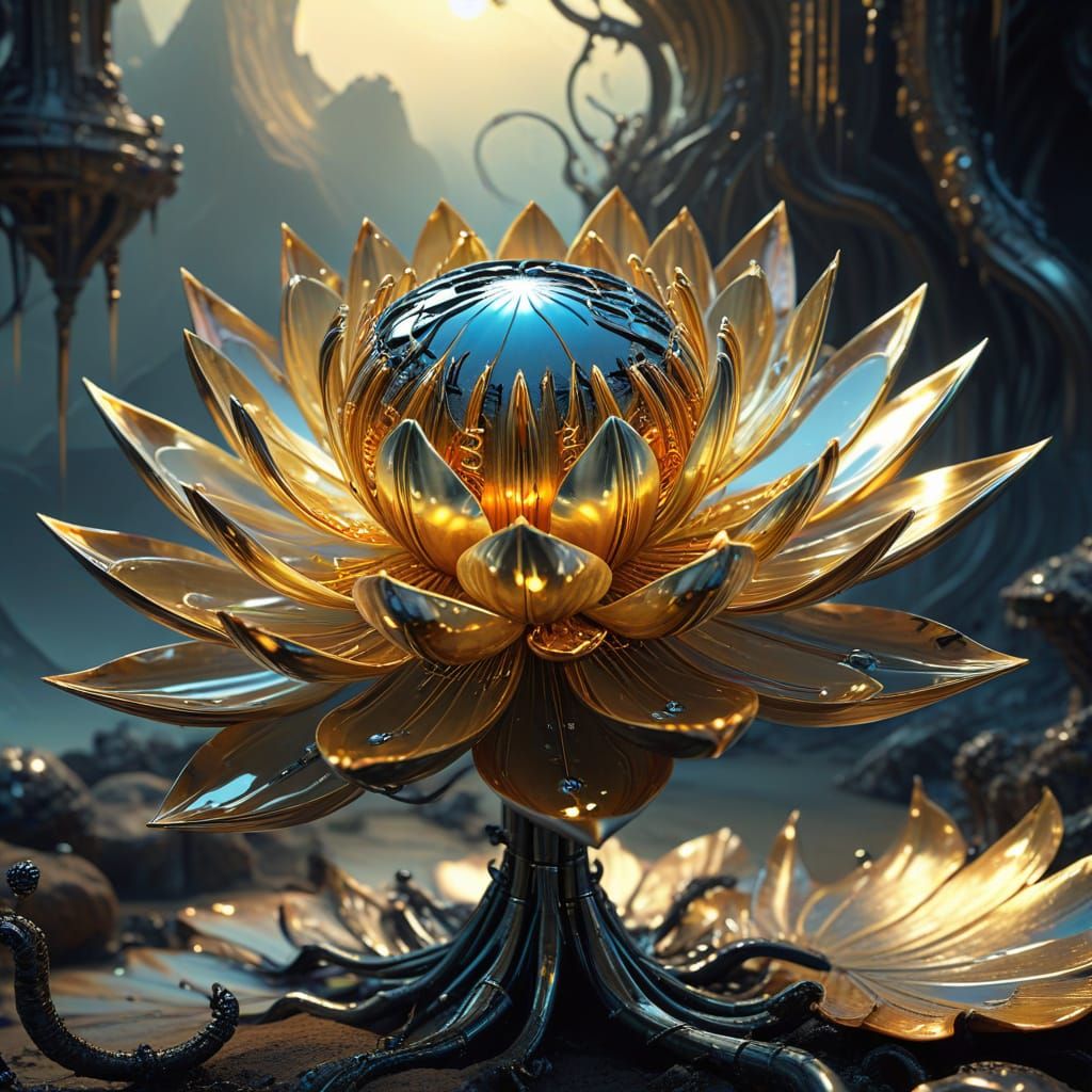 Lotus geant métallique