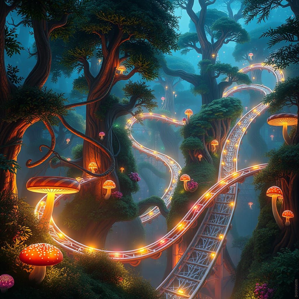 Whimsical Fantasy Forest Rollercoaster Ride