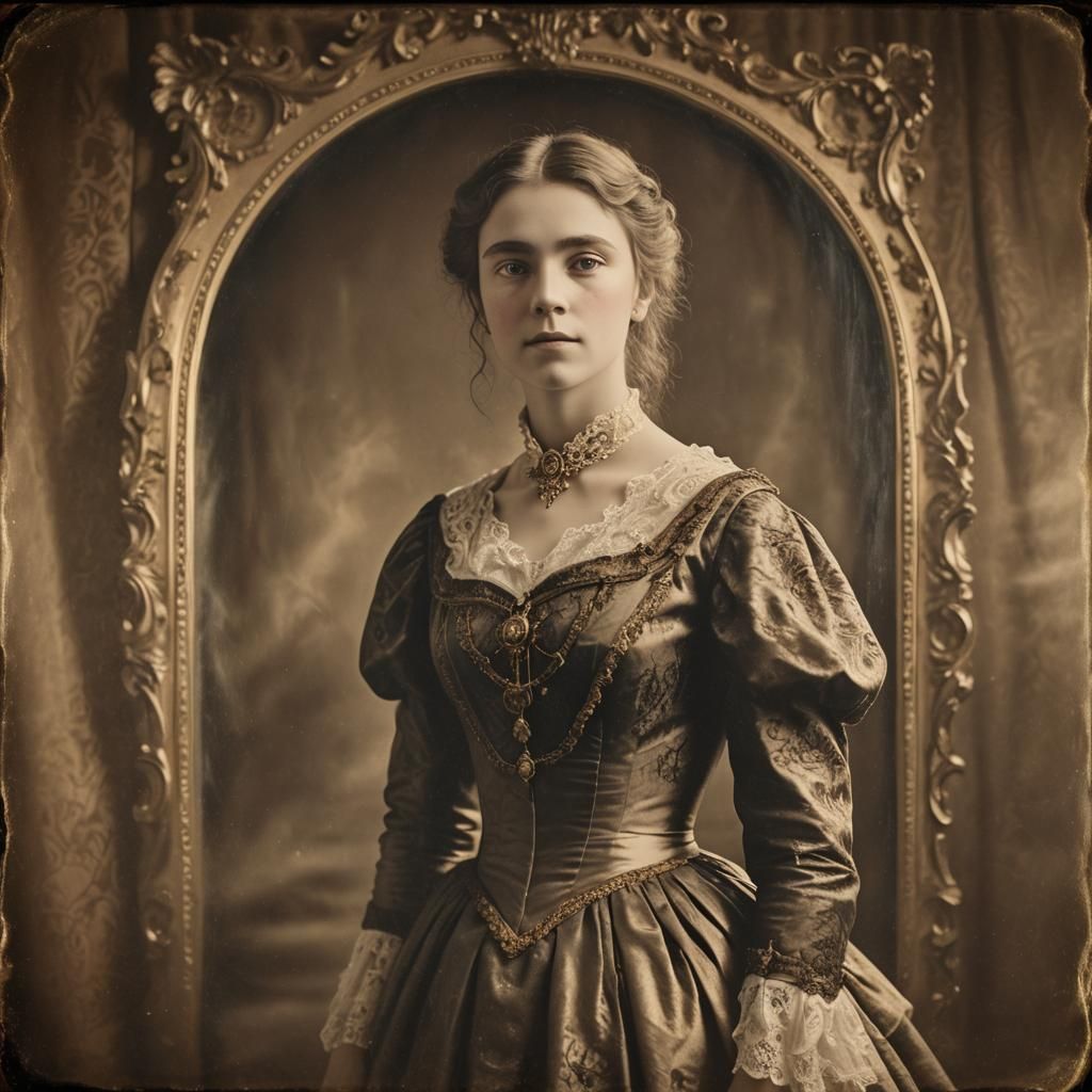 Victorian Lady at the Theatre in Sepia Tones