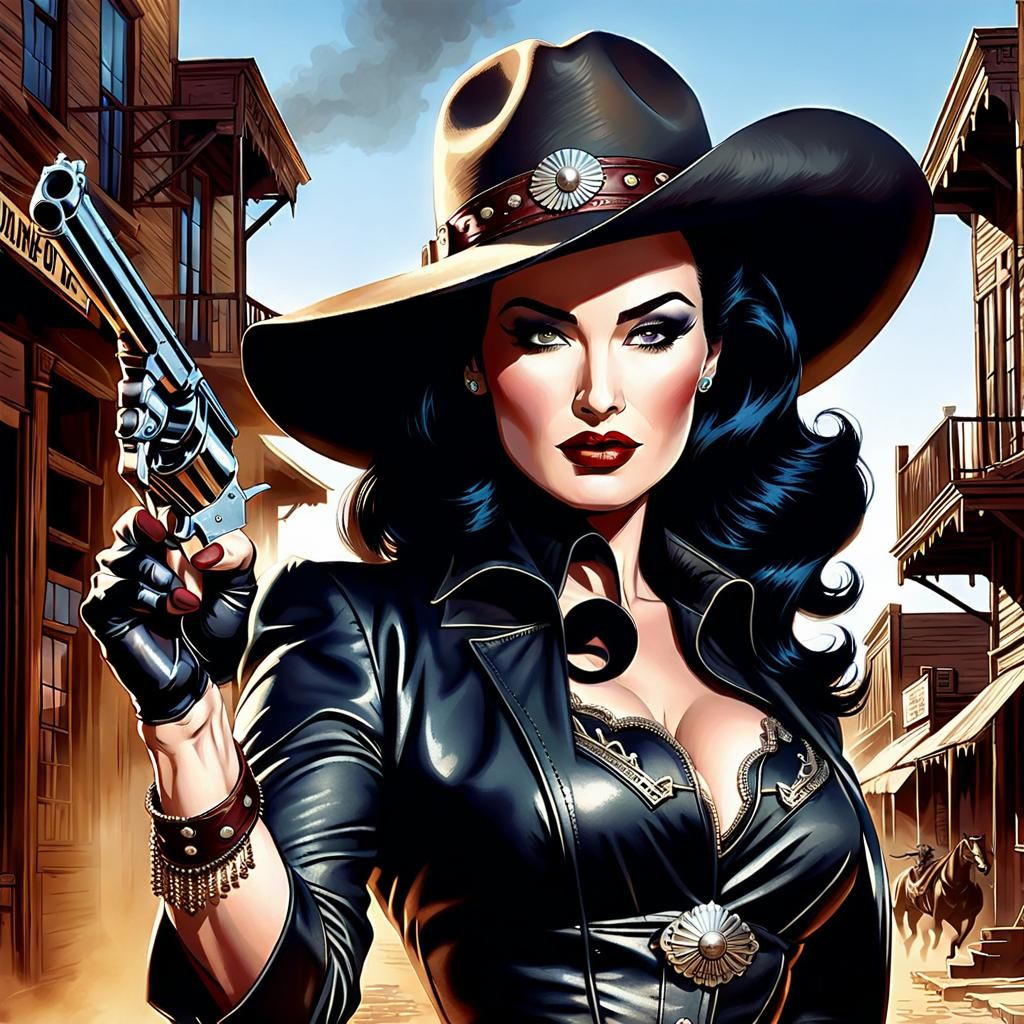 Dita Von Tease as Gunfighter, Comic Book Art