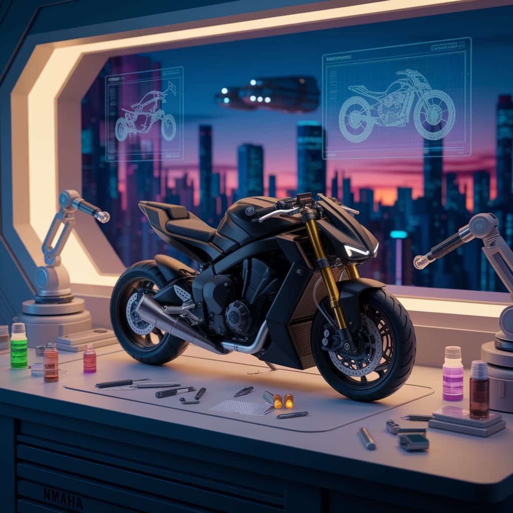 Miniature Yamaha Nmax on Cyberpunk Workbench