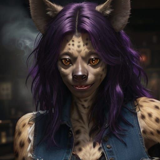 Stunning Furry Hyena Siren in Smoky Dive Bar